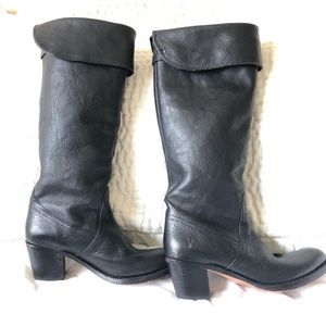 Tall black leather boot by Frye